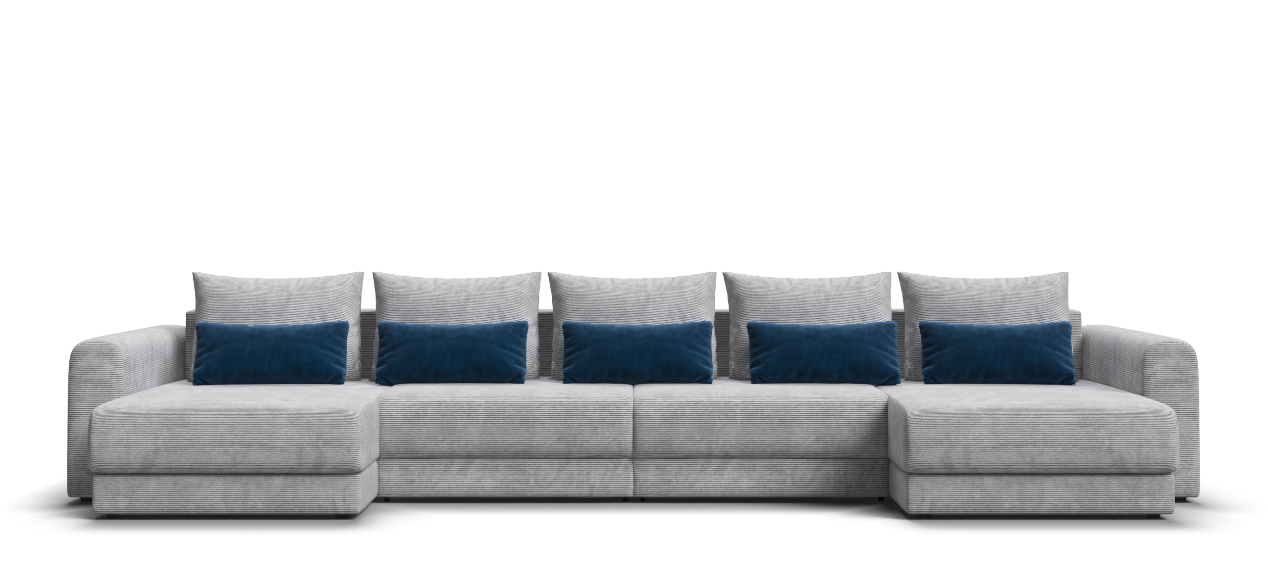 Модульный п-образный диван Ричмонд Модуль Вельвет Корд серый