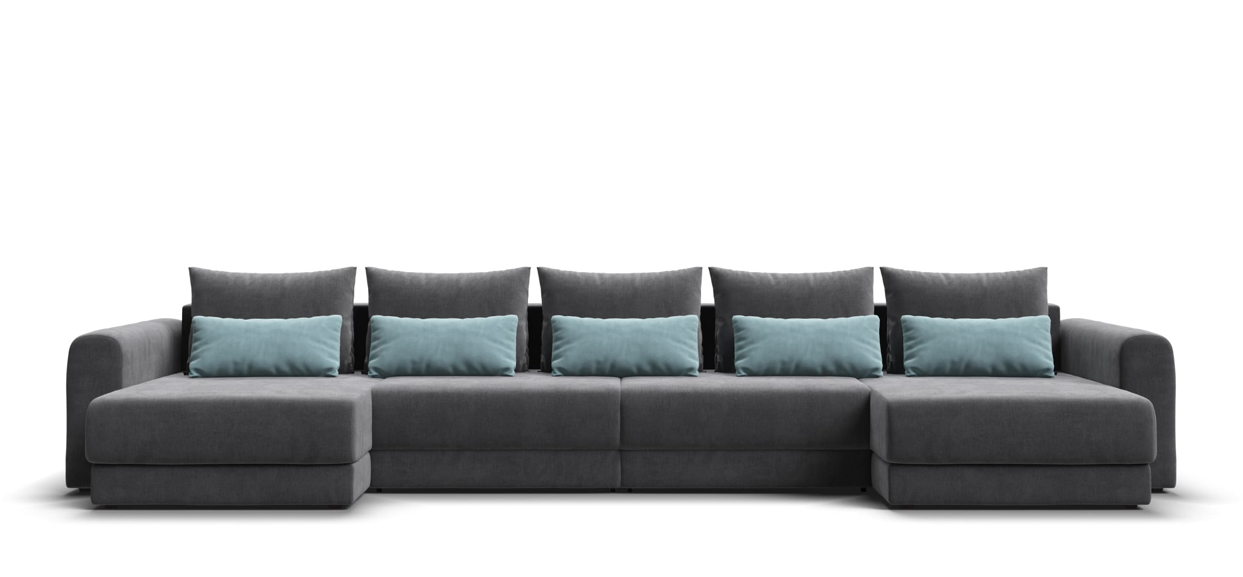 Модульный п-образный диван Ричмонд Модуль Велюр Монолит серый