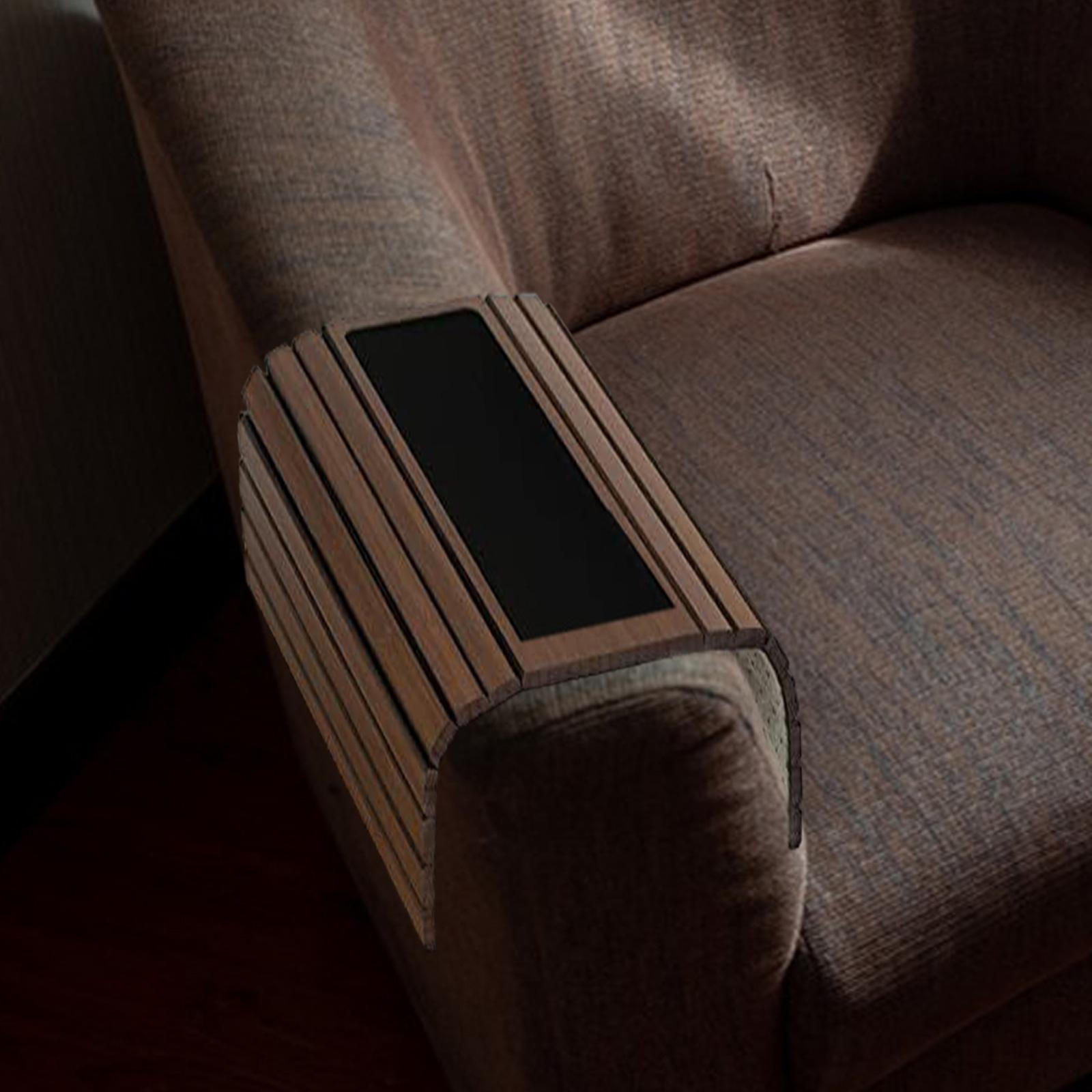 Диван Подлокотник Стол Подстаканник Фрукты Деревянная сторона Кекс Напитки Прямоугольник Противоскользящий Пульт дистанционного управления коричневый