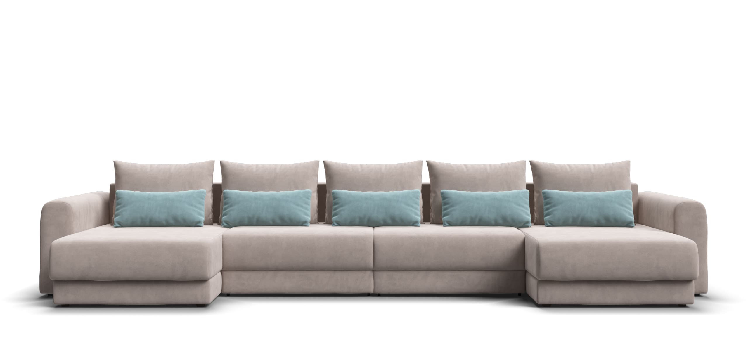 Модульный п-образный диван Ричмонд Модуль Велюр Монолит латте