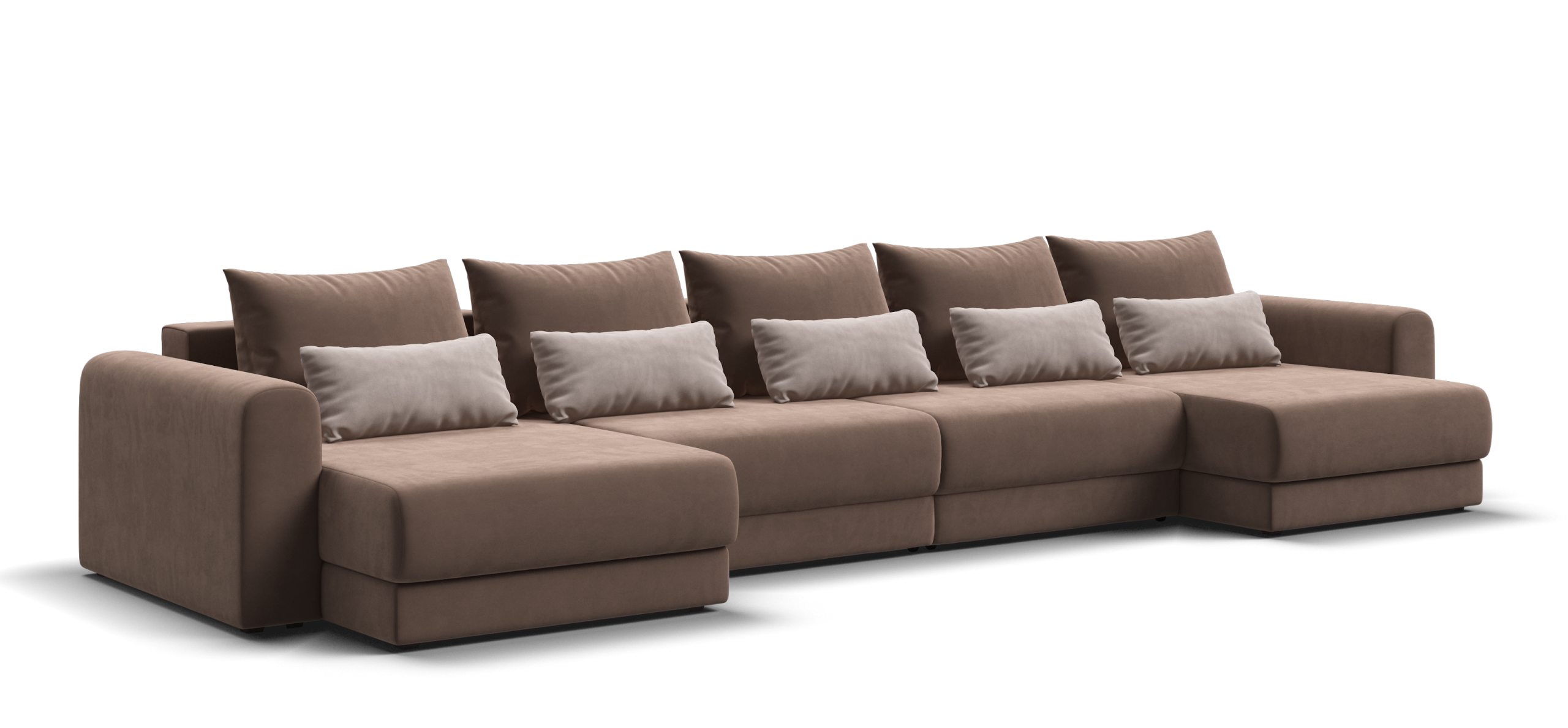 Модульный п-образный диван Ричмонд Модуль Велюр Монолит мокко